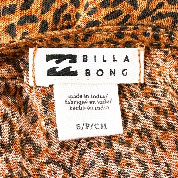 Billabong Spring Romance Sleeve Mini Wrap Dress Animal Print Toffee size S NWT - Picture 10 of 12